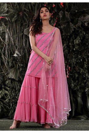 Pink georgette sharara suit 15004