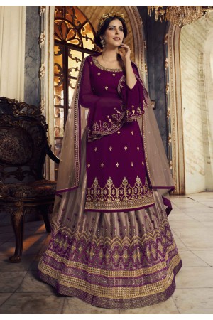 Purple georgette indo western lehenga choli 23024