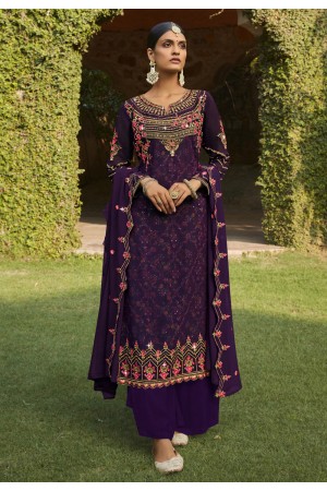 Purple georgette kameez with palazzo 781