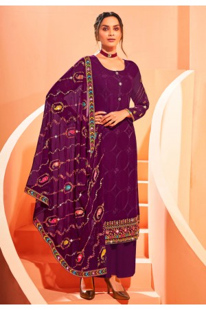 Purple georgette kameez with palazzo 845