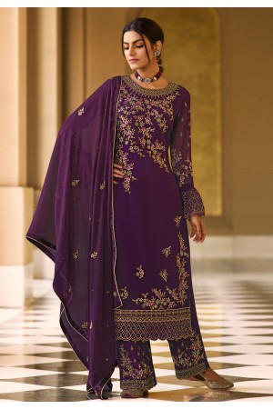 Purple georgette palazzo suit 526