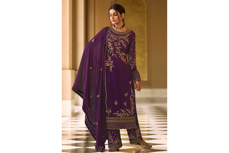 Real Georgette Pearl White Eid Style Palazzo Suit