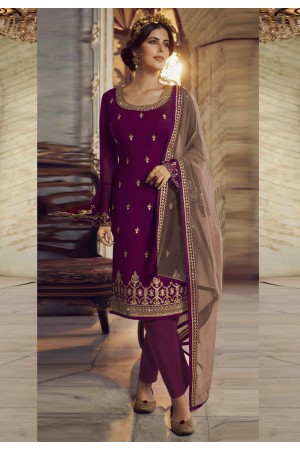 Purple georgette pant style suit pant 23024a