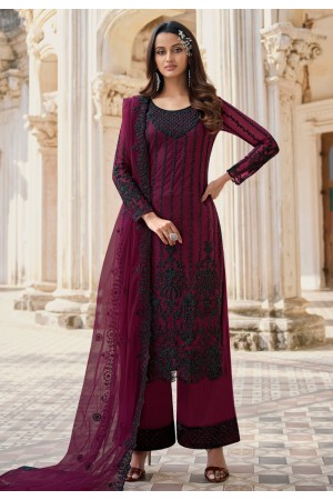 Purple net palazzo suit 3301