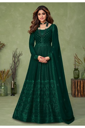 Shamita shetty green georgette abaya style anarkali suit 9146