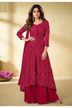 Shamita shetty magenta sequins work salwar kameez 9177