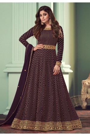 Shamita shetty purple georgette long anarkali suit 8529B