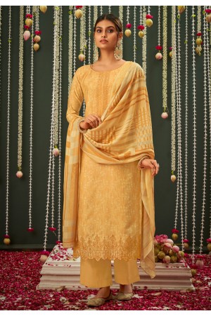 Yellow cotton silk kameez with palazzo 3717