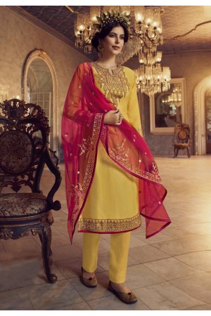 Mehndi viscose pant style suit 3172