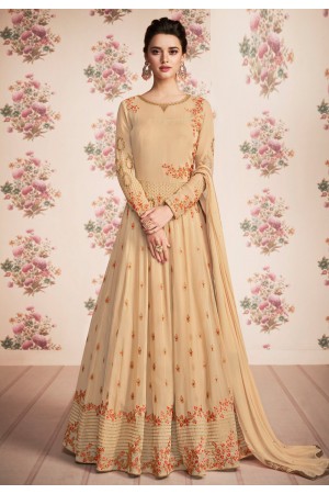 beige georgette long anarkali suit 8178