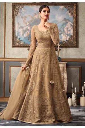 beige net abaya style anarkali suit 15036