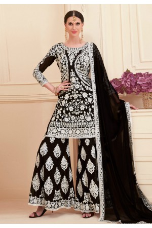 black georgette pakistani style suit 28004