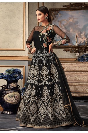 black net abaya style anarkali suit 15033