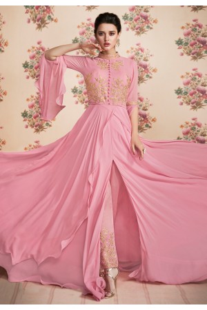 light pink georgette anarkali suit 8177