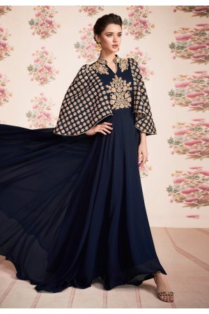 navy blue georgette anarkali suit 8179