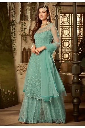 sea green net palazzo suit 61004