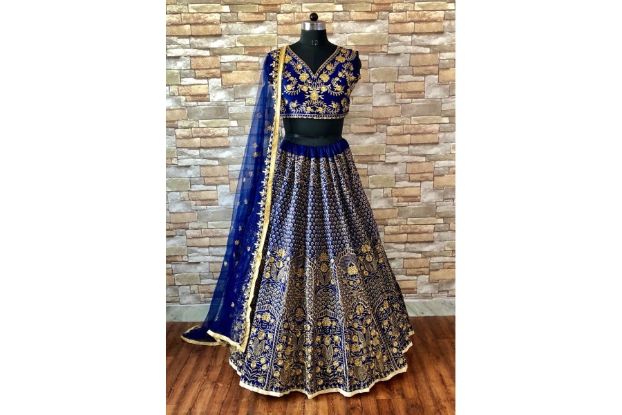 royal blue designer lehenga