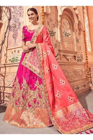 Pink Banarasi silk wedding lehenga choli