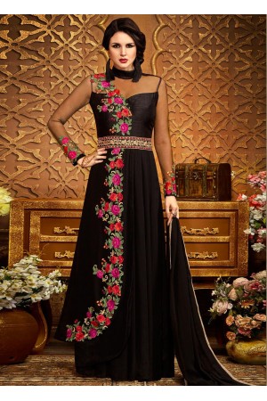 Black georgette party wear anarkali 2491