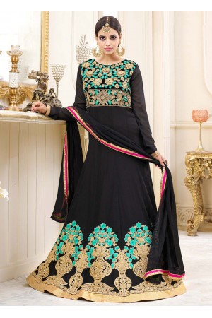 Black georgette party wear anarkali 9116