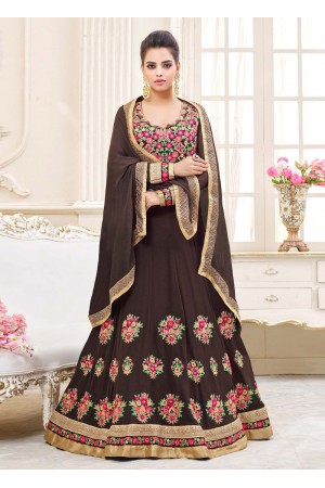 Brown georgette party wear anarkali 9111