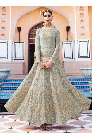 Grey georgette party wear anarkali suit 11003