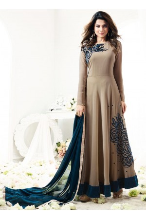 Jennifer Winget beige georgette anarkali suit 1112