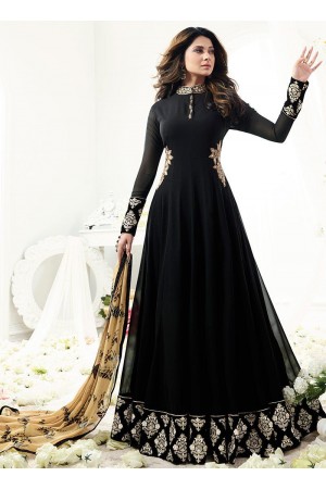 Jennifer Winget black georgette anarkali suit 1108