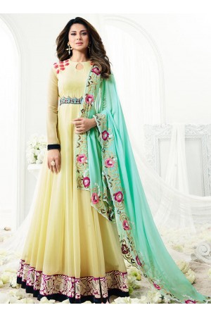 Jennifer Winget cream georgette anarkali suit 1109