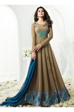 Jennifer Winget grey georgette anarkali suit 1110