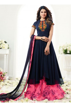 Jennifer Winget navy blue georgette anarkali 1115