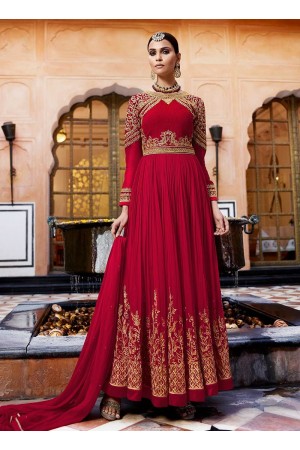 Maroon georgette party wear anarkali 11001