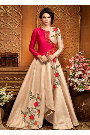 Peach silk wedding anarkali 2487