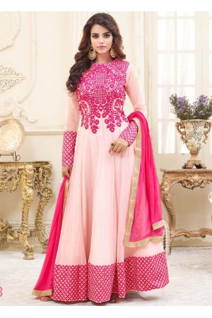 Pink georgette party wear anarkali 9112