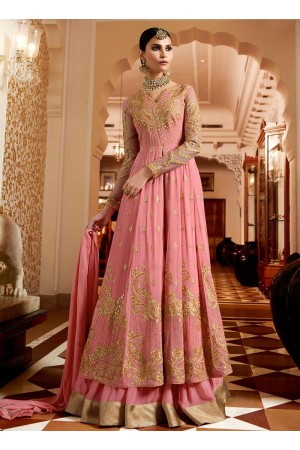 Pink georgette wedding ghagra lehenga kameez 11007