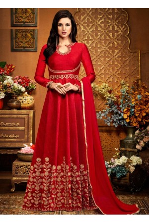 Red australian party wear anarkali 2490