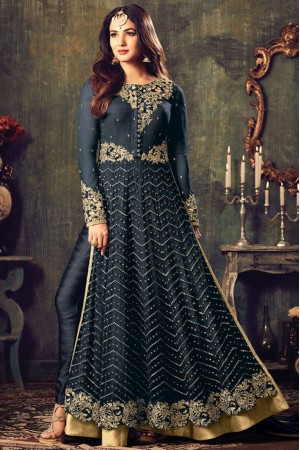 Sonal chauhan Black color net party wear anarkali suit 4707C