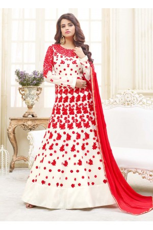 White georgette party wear anarkali 9115