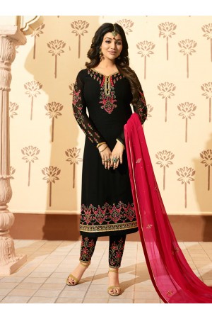 Ayesha Takia Black georgette straight cut Indian wedding pant style suit 229