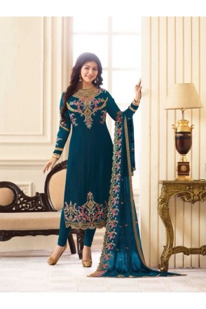 Ayesha Takia Cyan blue Georgette straight cut Indian Wedding salwar kameez 18013B