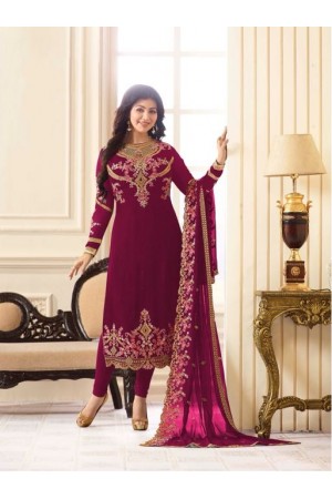 Ayesha Takia Magenta Georgette straight cut Indian Wedding salwar kameez 18013C