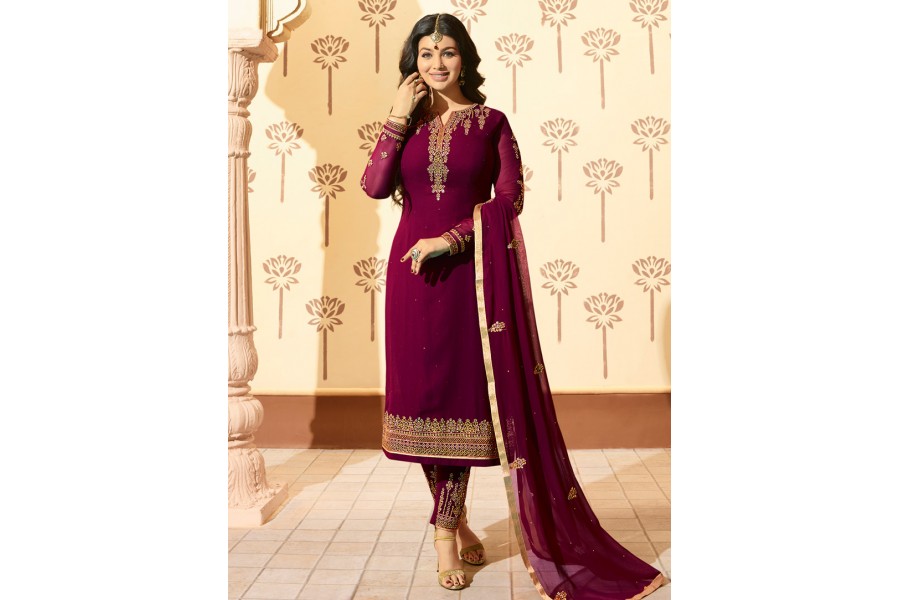 Ayesha Takia Purple straight cut Indian wedding pant style
