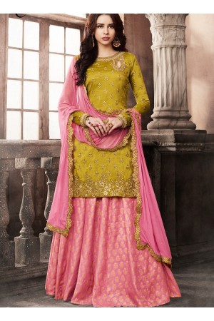 Olive color silk wedding sharara