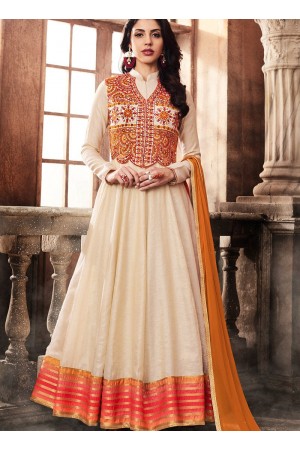 Off white silk wedding anarkali