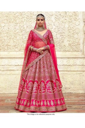 Sabyasachi Inspired Pink bridal silk lehenga choli