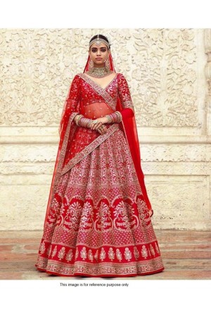 Sabyasachi Inspired Red bridal silk lehenga choli