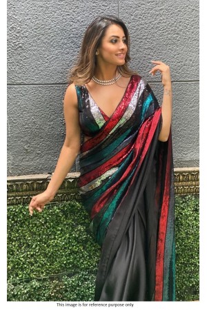 Bollywood Anita Hassanandani Inspired Multi sequins saree