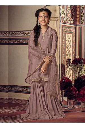 Mauve rangoli georgette wedding kids sharara