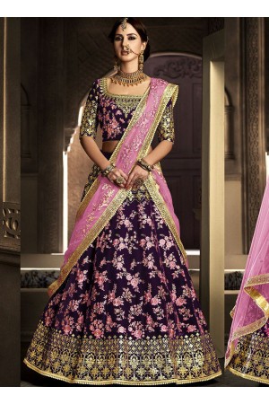 Wine color velvet wedding lehenga