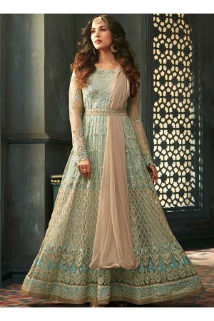 Sonal Chauhan pastel color net wedding anarkali